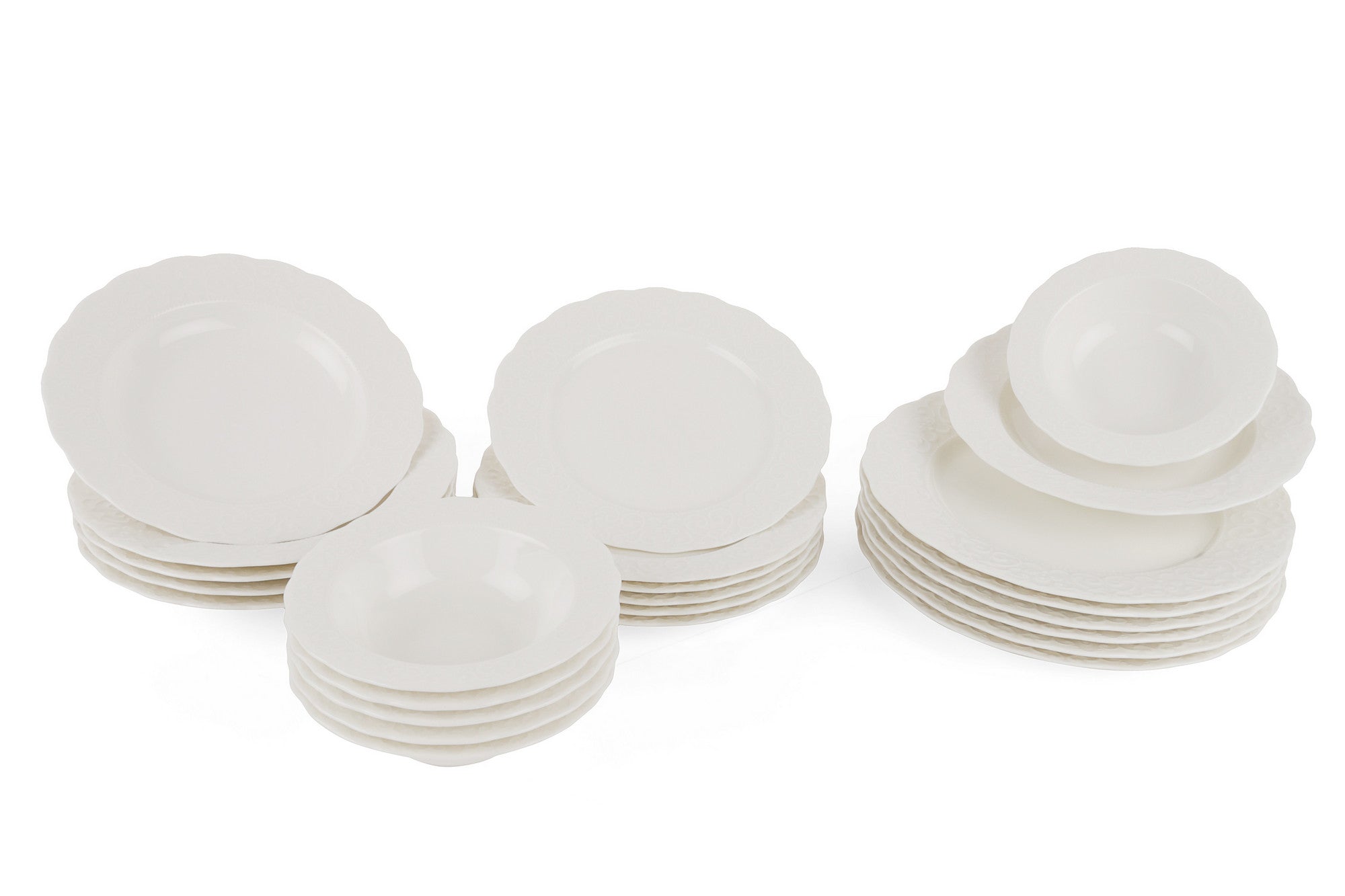 Set vaisselle service dîner 24 pièces Murrina 100% Porcelaine Marbre