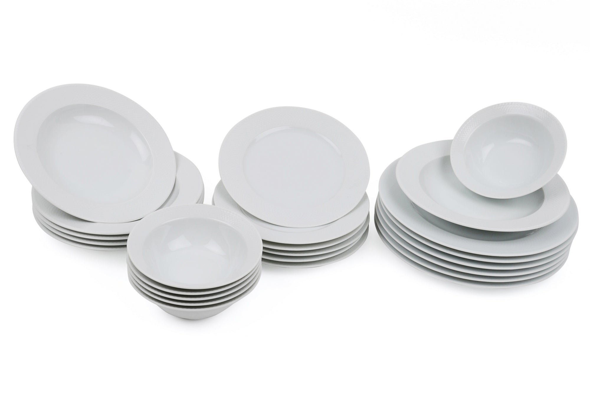 Set vaisselle service dîner 24 pièces Murrina Net Porcelaine Blanc