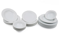 Set vaisselle service dîner 24 pièces Murrina Net Porcelaine Blanc