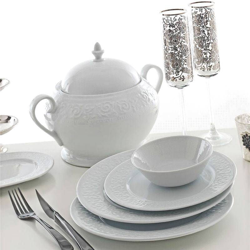 Set vaisselle service dîner 24 pièces Murrina Waves Porcelaine Bleu