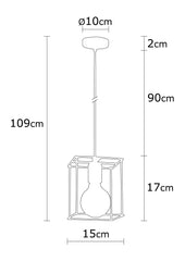 Suspension 1 cage rectangle Laterna Métal Noir et Or rose