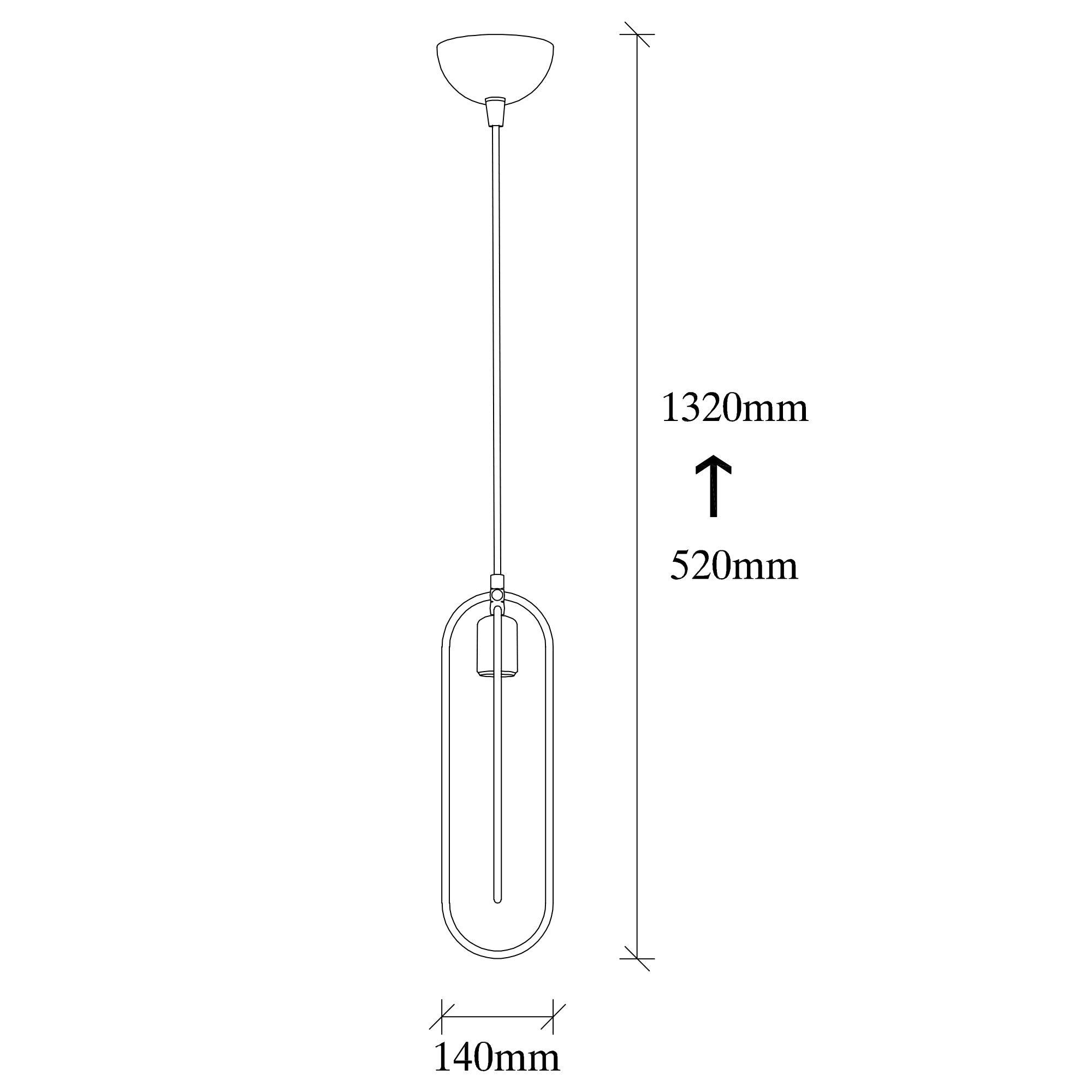 Suspension 1 lampe cadre bâtonnet Haruko Métal Noir et Or