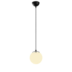 Suspension 1 lampe globe Arinore Verre Blanc et Métal Noir