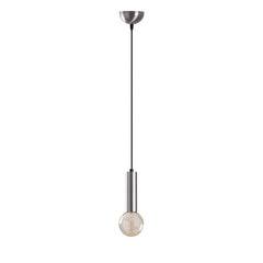 Suspension 1 lampe tube court Jona Métal Argent