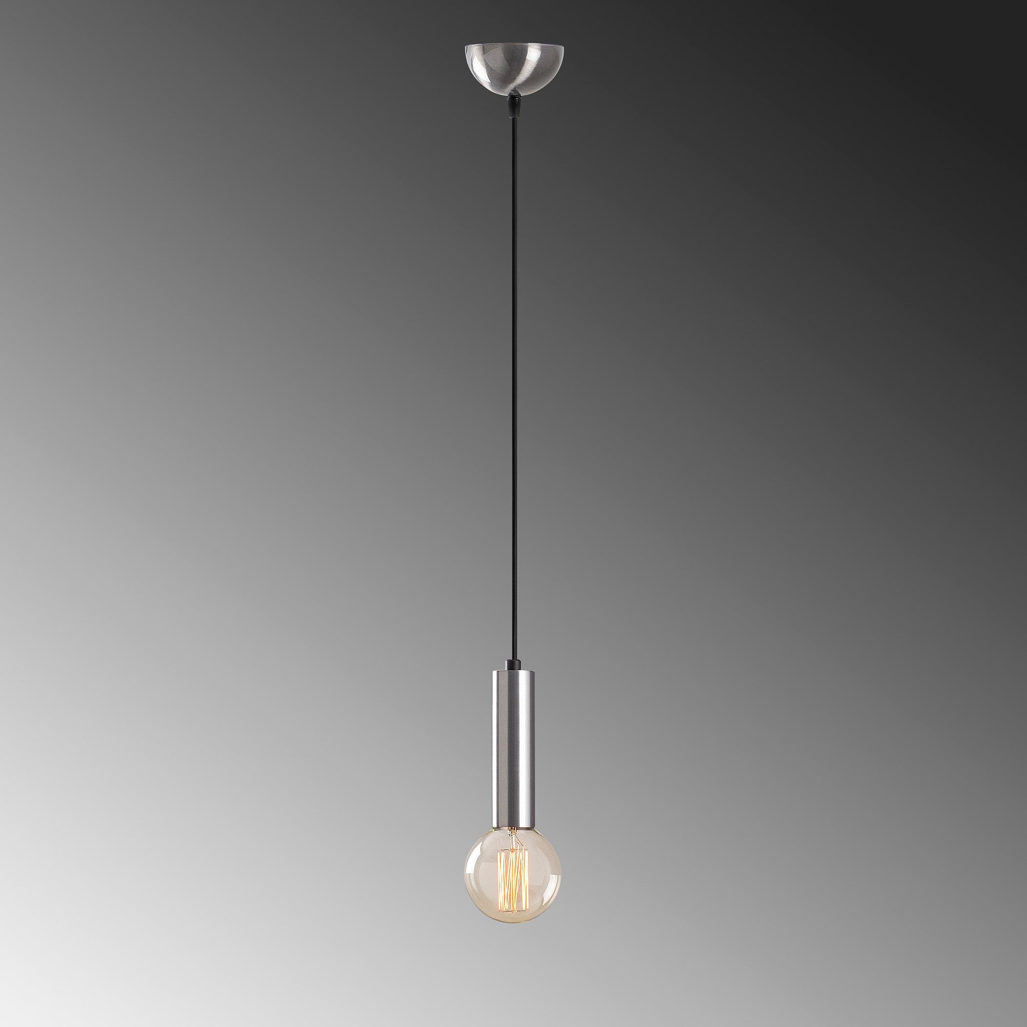 Suspension 1 lampe tube court Jona Métal Argent