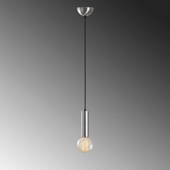 Suspension 1 lampe tube court Jona Métal Argent