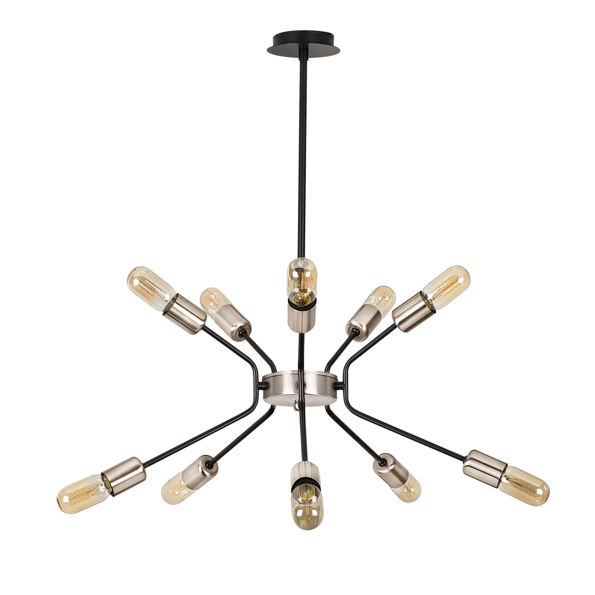 Suspension 10 lampes 5 arcs Sparrow D80cm Métal Noir et Nickel