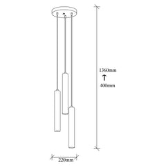 Suspension 3 ampoules tube moyen saccader Jona Métal  Argent