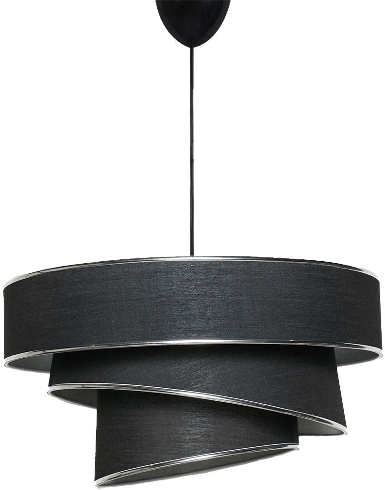 Suspension 3 cylindres design oblique Inconditus Ø40cm Noir et Argent