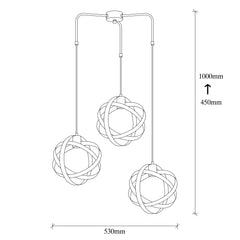 Suspension 3 lampes 3 anneaux échelle Eiji Métal Noir et Chrome