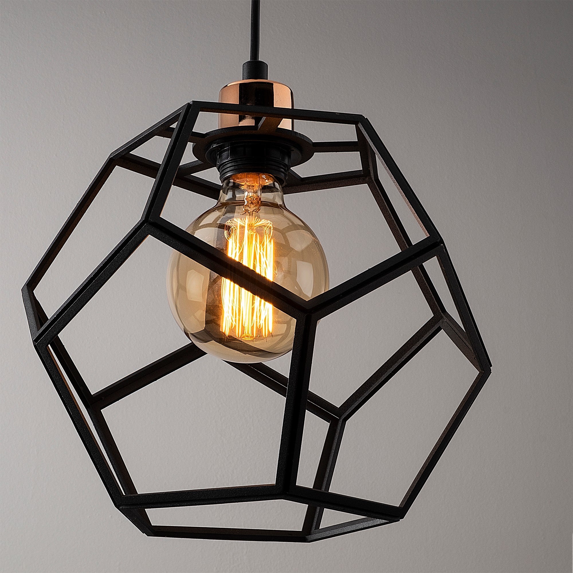 Suspension 3 lampes alignées Kara L96cm Métal Noir