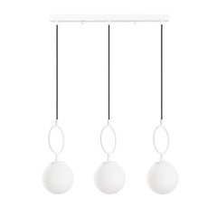 Suspension 3 lampes alignées Klimt L75cm Verre et Métal Blanc