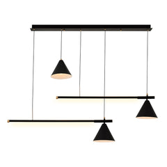 Suspension 3 Lampes et 2 LED Bufalino L120cm Métal Noir