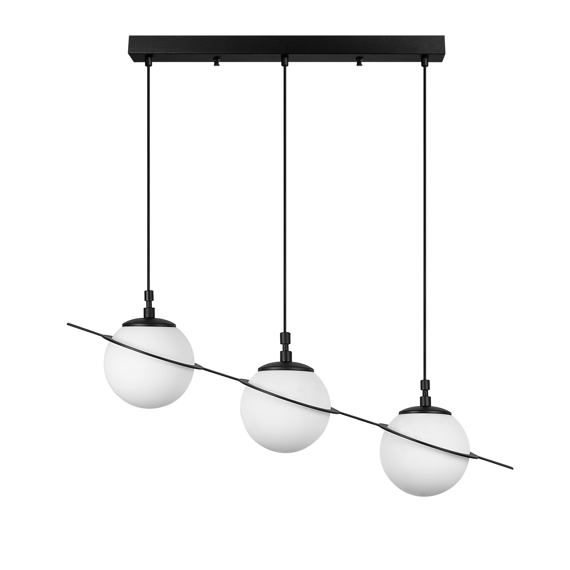 Suspension 3 lampes moderne Soerla L76cm Métal Noir