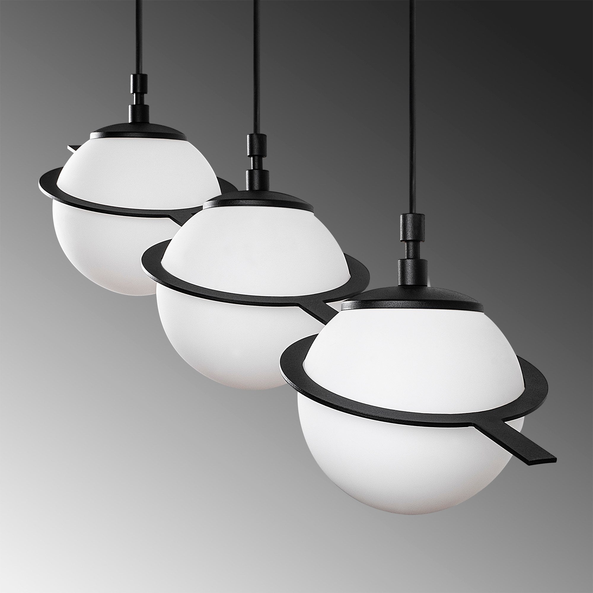 Suspension 3 lampes moderne Soerla L76cm Métal Noir