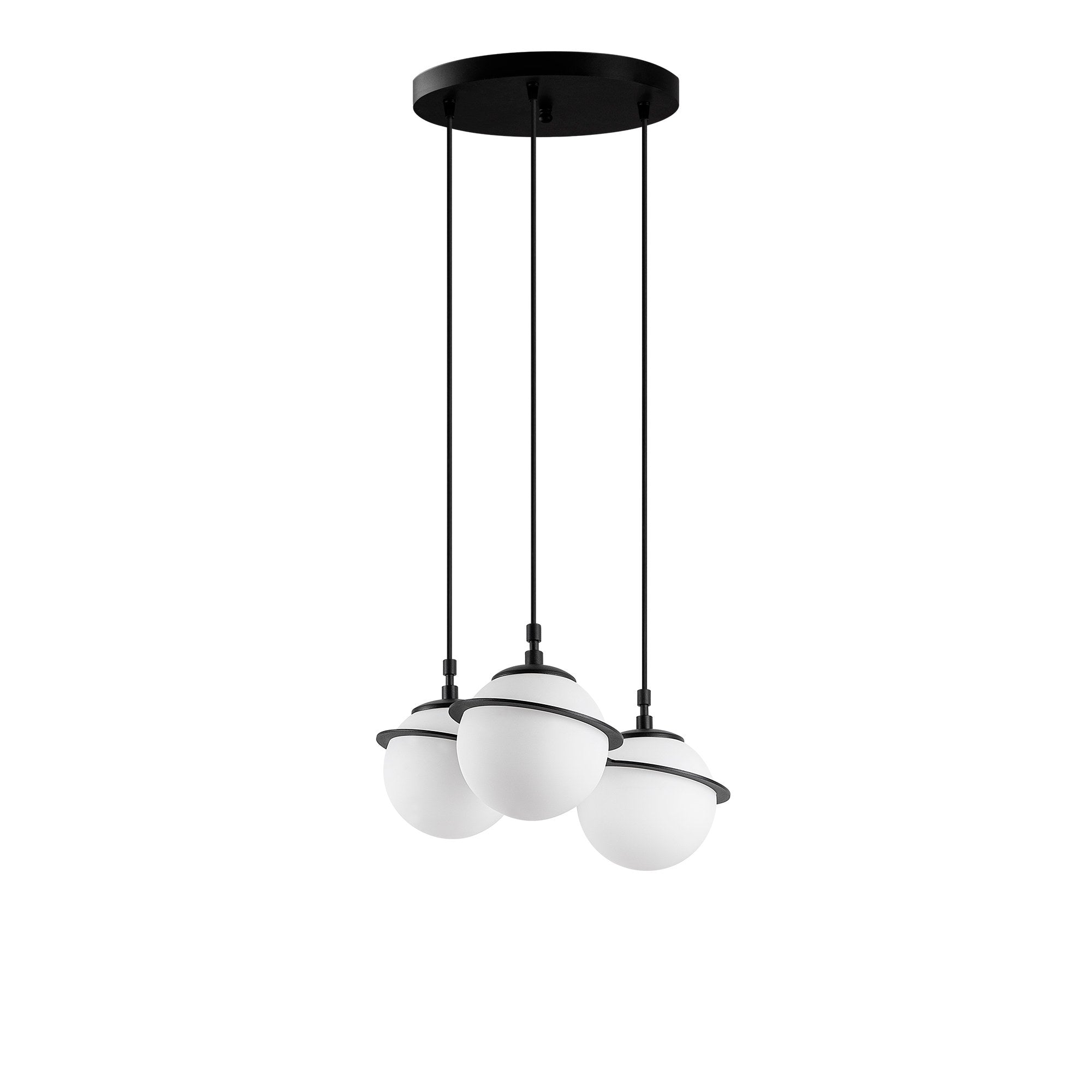 Suspension 3 lampes saccade Soerla D30cm Métal Noir