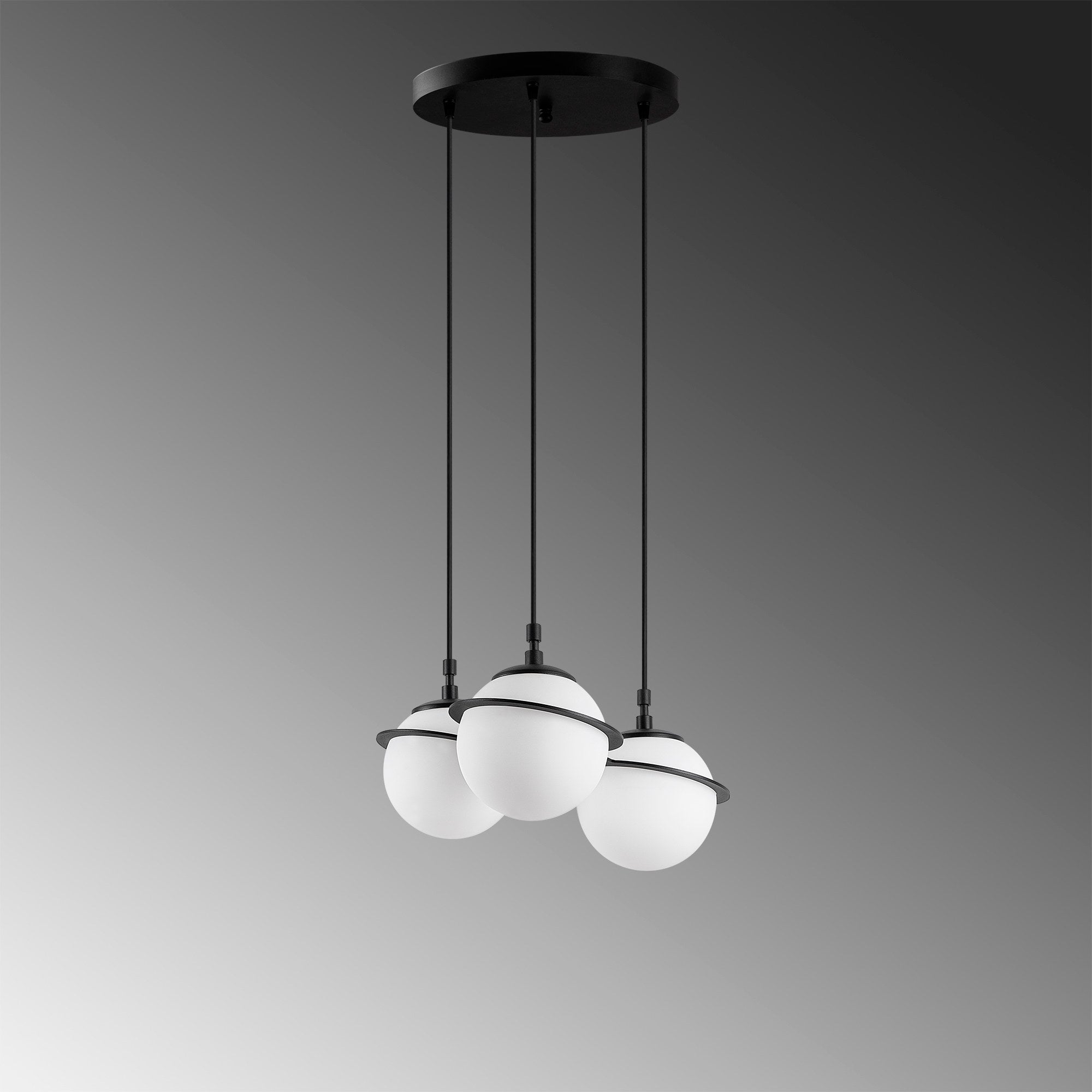 Suspension 3 lampes saccade Soerla D30cm Métal Noir