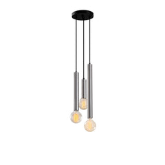 Suspension 3 lampes tube saccade Jona Métal Argent