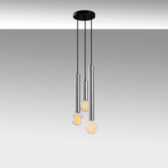 Suspension 3 lampes tube saccade Jona Métal Argent