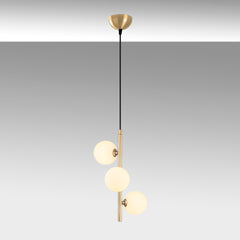 Suspension 3 lampes verticale Holla 46cm Verre Blanc et Métal Noir