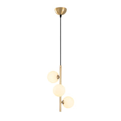 Suspension 3 lampes verticale Holla 46cm Verre Blanc et Métal Noir