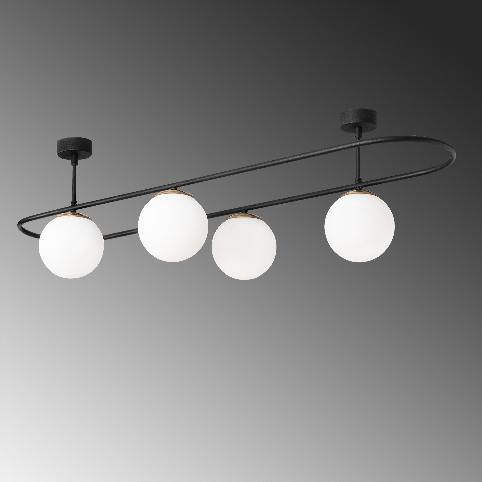 Suspension 4 lampes Auda L124cm Métal Noir