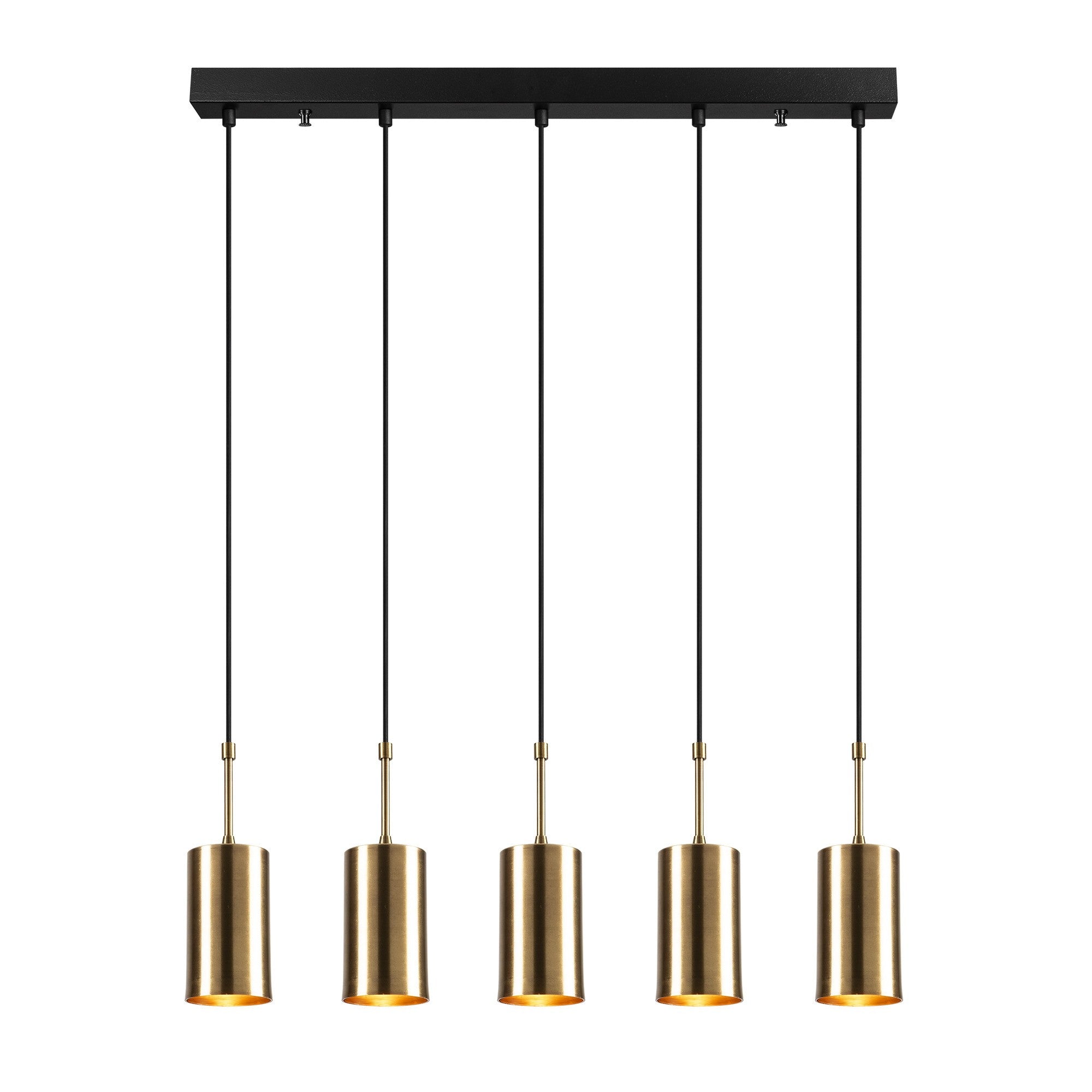 Suspension 5 lampes Matta 78cm Métal Noir et Or