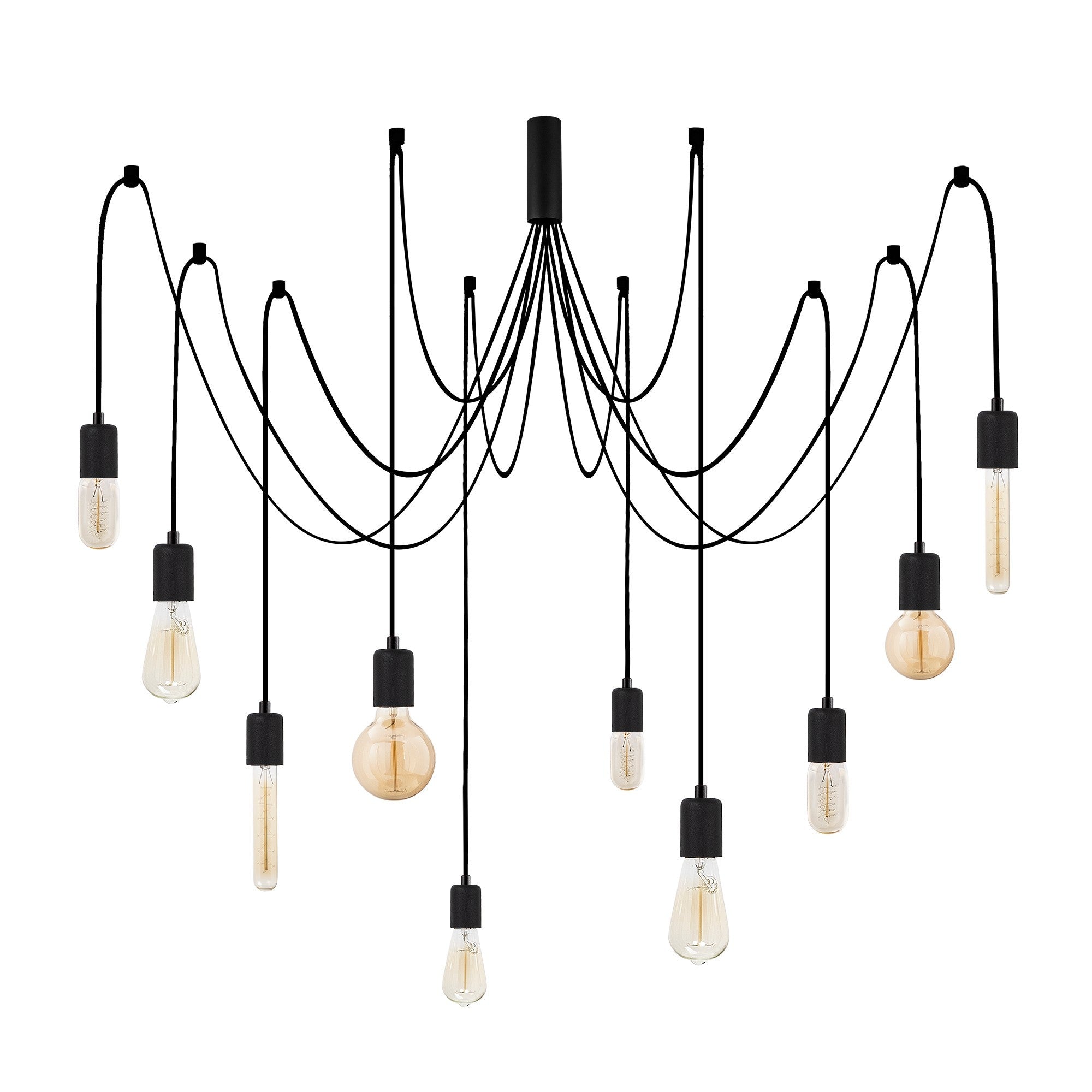 Suspension araignée 10 lampes Laterna Métal Noir