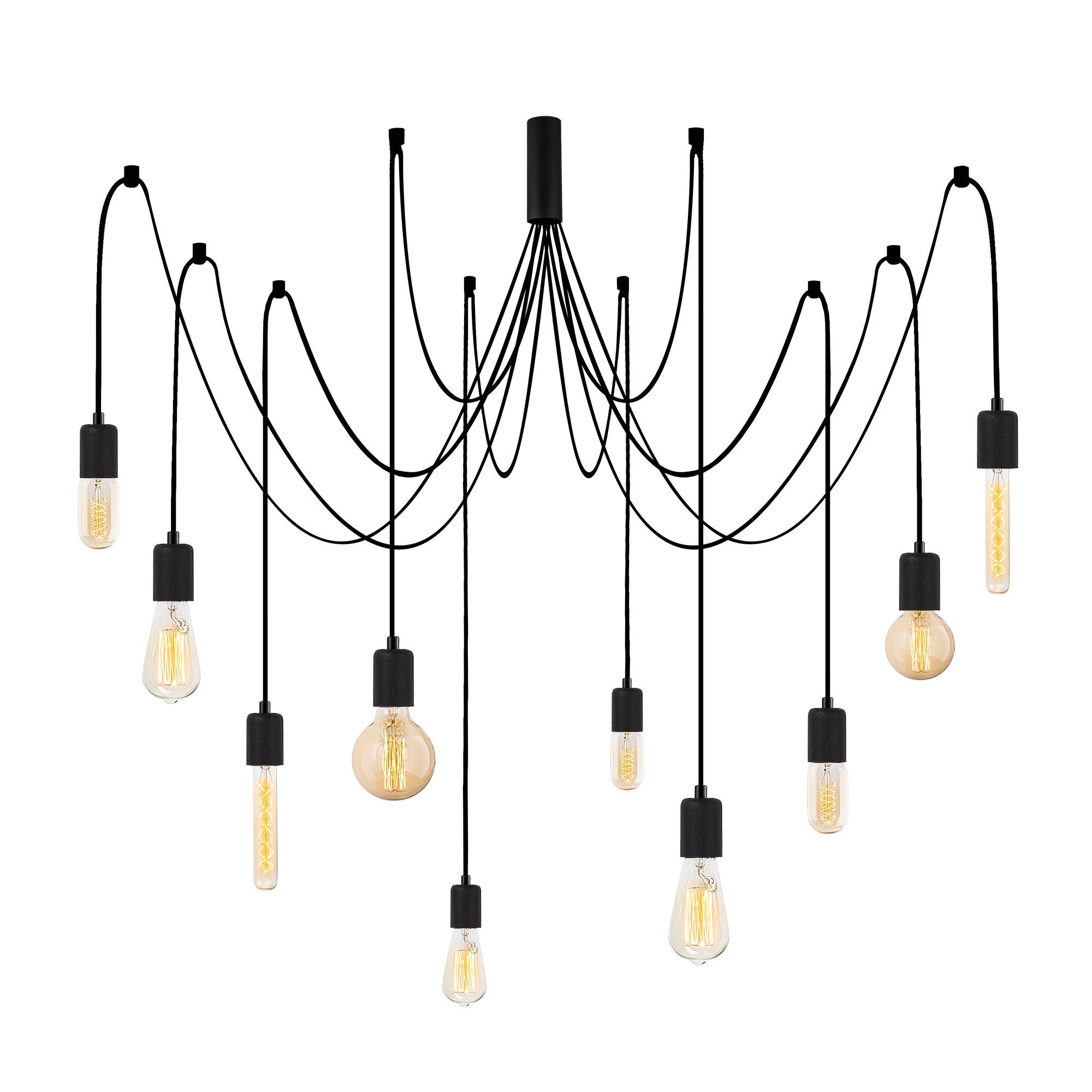 Suspension araignée 10 lampes Laterna Métal Noir