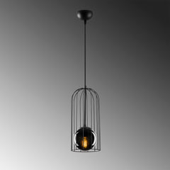 Suspension cages 1 lampe Sampson Verre et Métal Noir