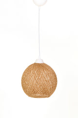 Suspension Daville D24cm Métal Blanc et Jute Marron