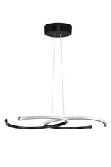 Suspension design 2 cercles ouvertes Stowe Métal Noir et LED Blanc