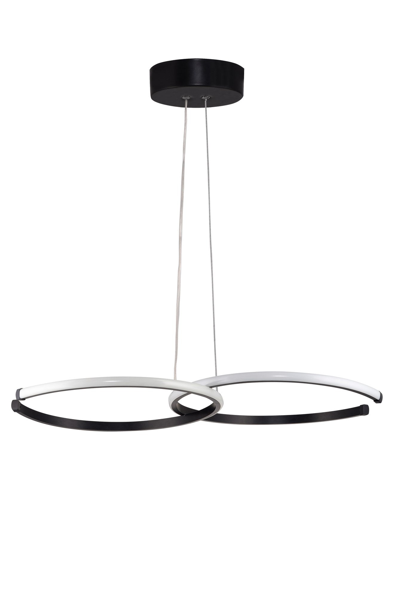 Suspension design 2 cercles ouvertes Stowe Métal Noir et LED Blanc