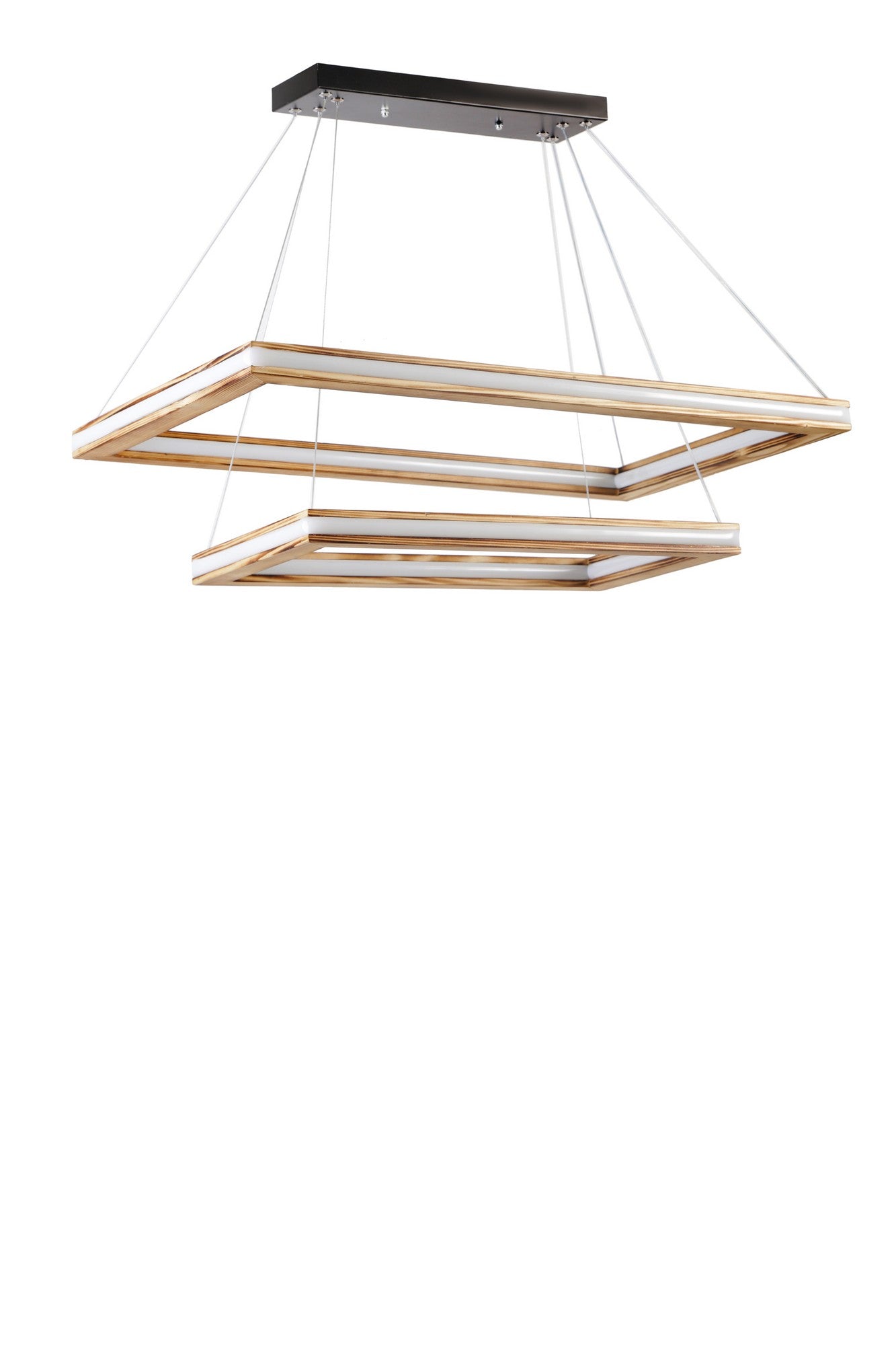 Suspension design 2 rectangles Arwen Métal Effet Bois clair et LED