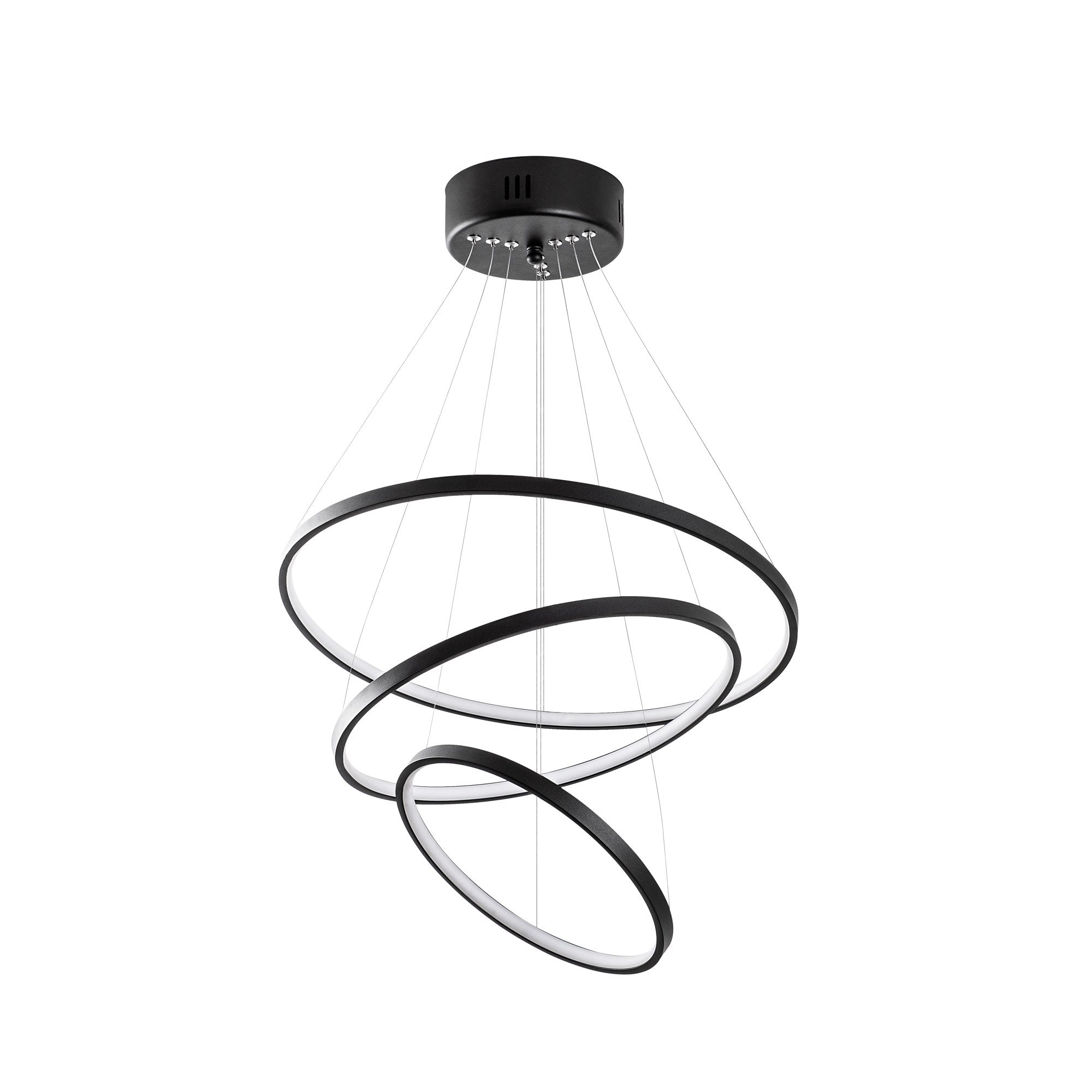 Suspension design 3 anneaux désordonnés Thedi D50cm Métal Noir