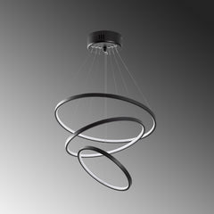 Suspension design 3 anneaux désordonnés Thedi D50cm Métal Noir