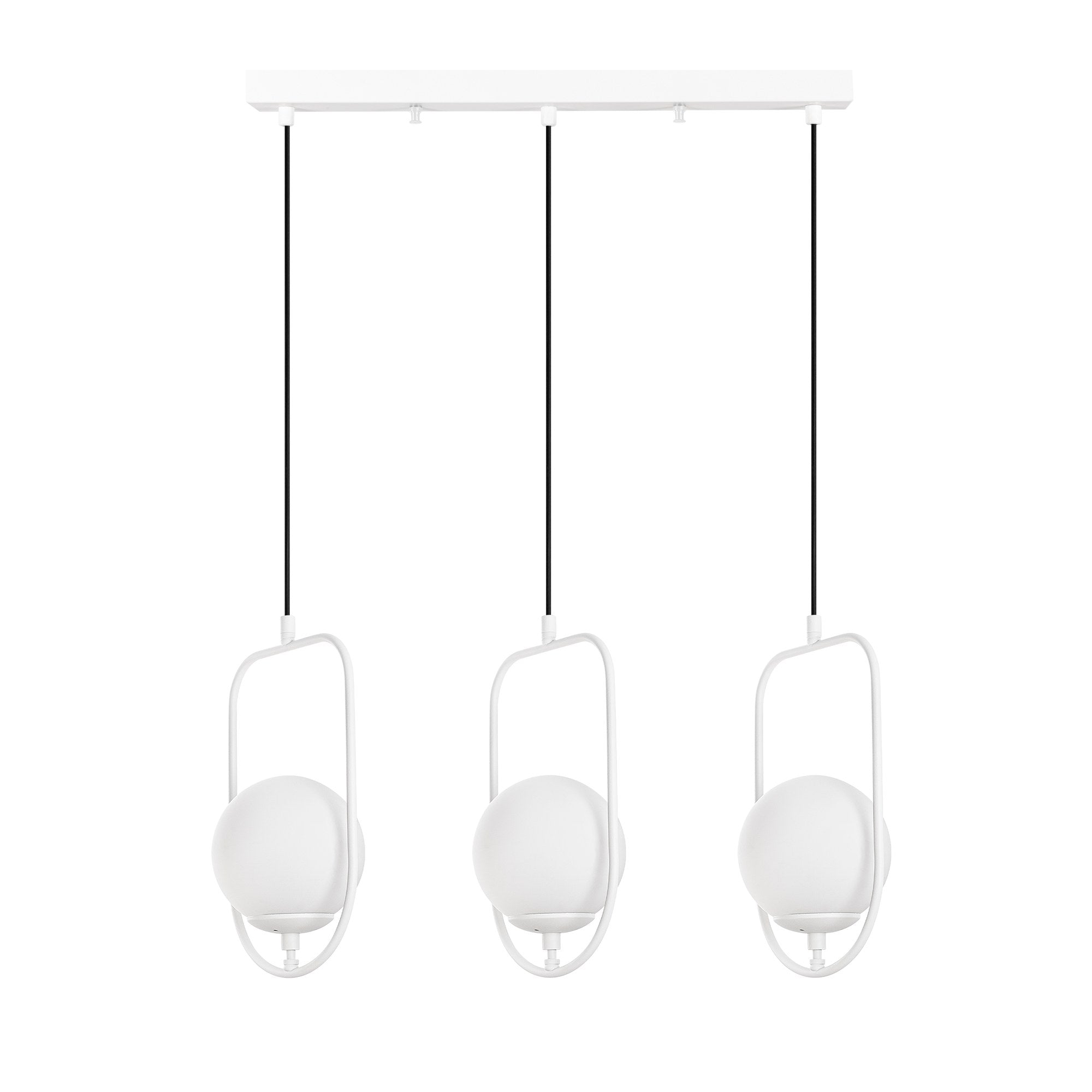 Suspension design 3 lampes alignées Rijin L80cm Métal et Verre Blanc