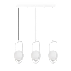 Suspension design 3 lampes alignées Rijin L80cm Métal et Verre Blanc