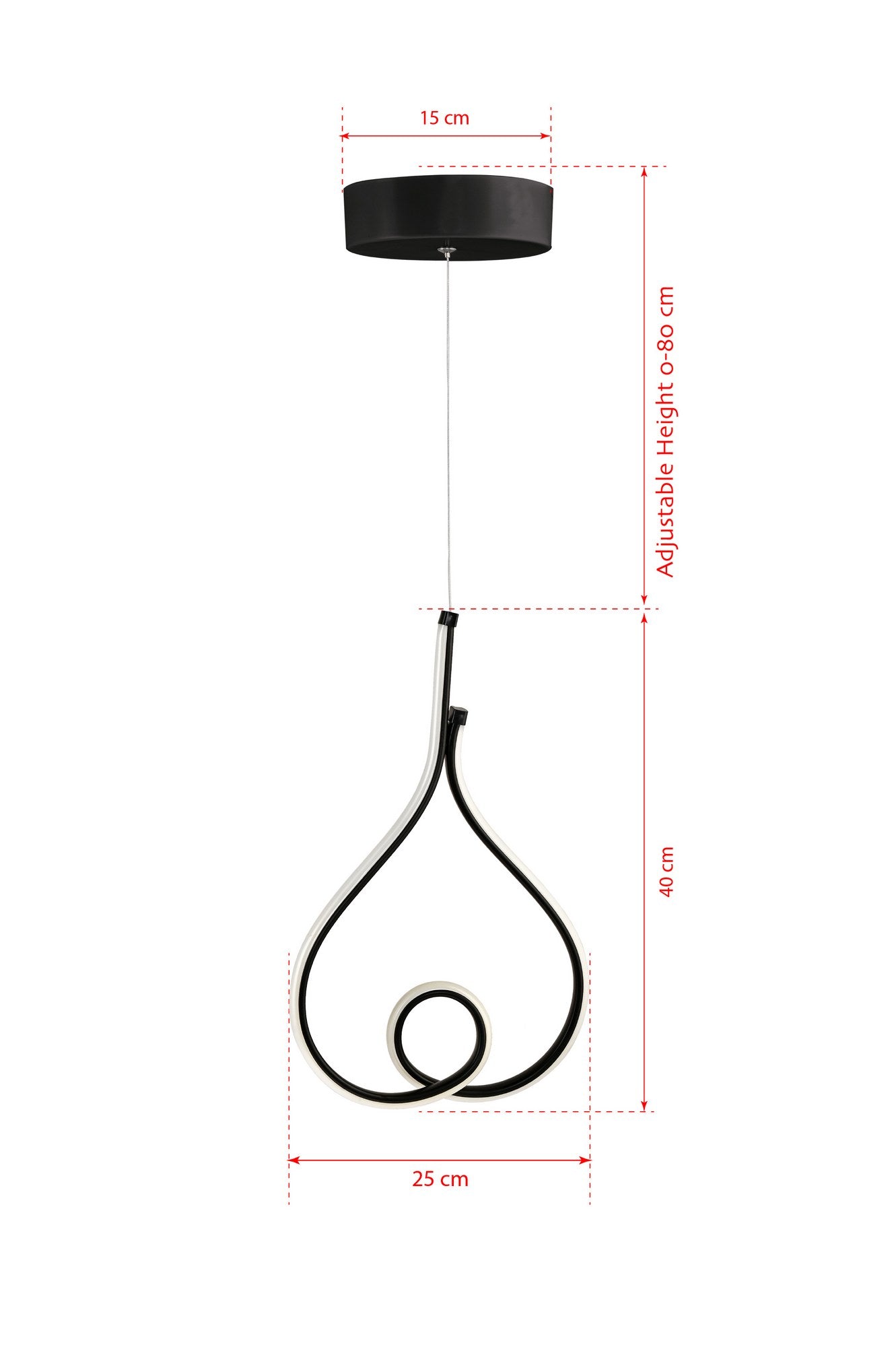 Suspension design Arkomi L25cm Métal Noir et LED Jaune