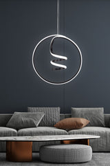 Suspension design cercle spiral Marfa Métal Noir et LED Blanc