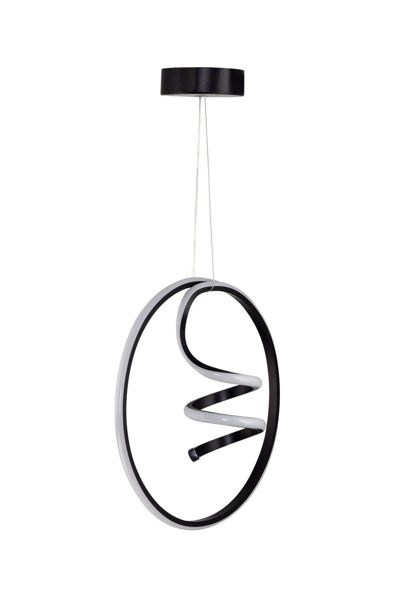 Suspension design cercle spiral Marfa Métal Noir et LED Blanc