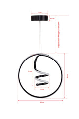 Suspension design cercle spiral Marfa Métal Noir et LED Blanc