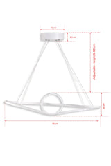 Suspension design Falena L80cm Métal Blanc et LED Blanc