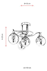 Suspension design forme spirale 4 lampes Firdo Verre Fumé et Métal Chrome