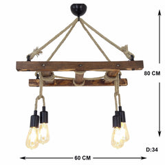 Suspension échelle Draex 60cm Bois Naturel et Corde Beige