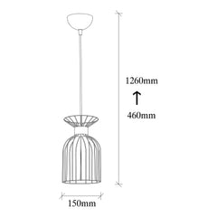 Suspension filaire 1 lampe Calyx 15cm Métal Noir