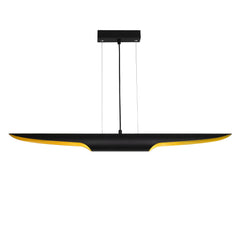 Suspension oblongue 3 lampes ajourée Humphrey 100cm Métal Noir et Or