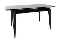 Table à mangé extensible Alnilam Métal Noir et Bois Effet marbre Noir avec bordure Argent