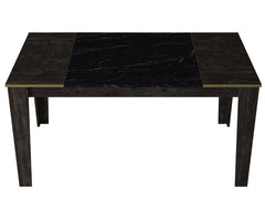 Table à manger Arolde 145cm Bois Noir et Or Effet marbre