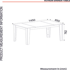 Table à manger Arolde 145cm Bois Noir et Or Effet marbre